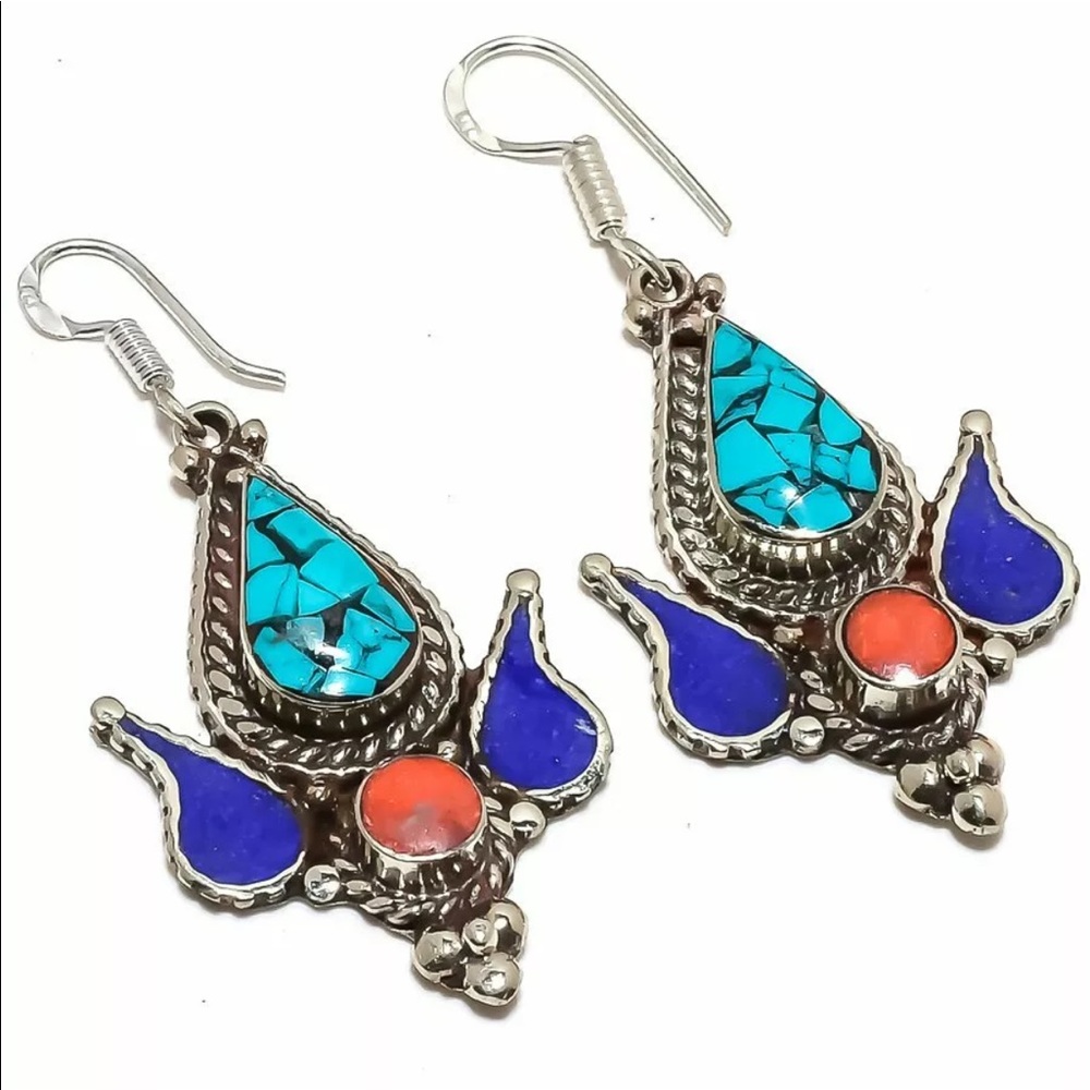 Beautiful turquoise and coral earrings